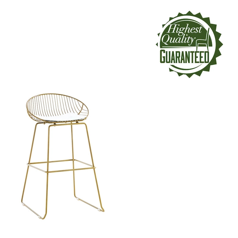 Tabourets de bar modernes en métal, lot de 2 – Design en maille métallique avec repose-pieds