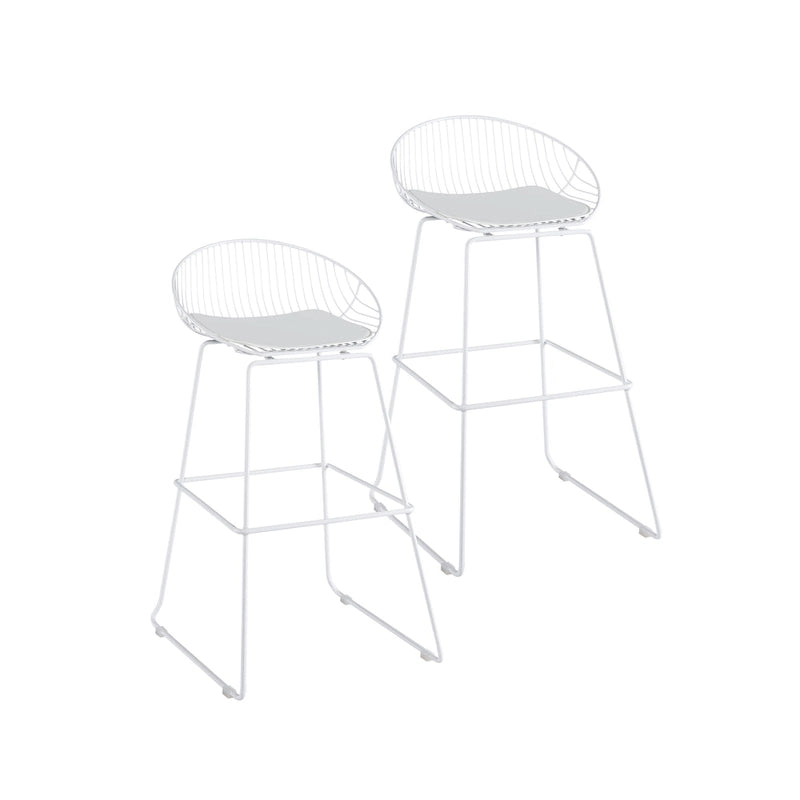 Tabourets de bar modernes en métal, lot de 2 – Design en maille métallique avec repose-pieds