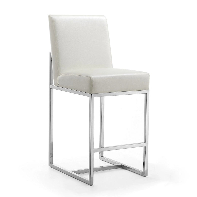 Tabouret de bar Manhattan Comfort Element de 37,2 po en acier inoxydable chromé, hauteur comptoir