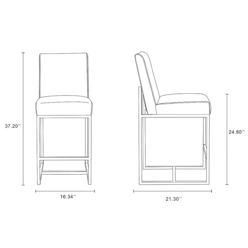 Tabouret de bar Manhattan Comfort Element de 37,2 po en acier inoxydable chromé, hauteur comptoir