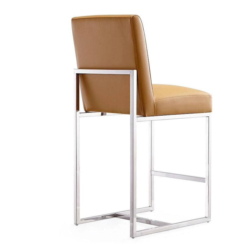 Tabouret de bar Manhattan Comfort Element de 37,2 po en acier inoxydable chromé, hauteur comptoir