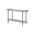Table basse ovale moderne avec pieds en bronze brossé - Gris clair