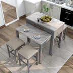 Ensemble de 5 pièces en bois gris Delware Glam : 1 table extensible et 4 tabourets de bar, idéal pour les petits espaces - par Furniture of America