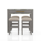 Ensemble de 5 pièces en bois gris Delware Glam : 1 table extensible et 4 tabourets de bar, idéal pour les petits espaces - par Furniture of America