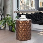 Table d'appoint ronde avec finition effet béton, utilisation intérieure et extérieure