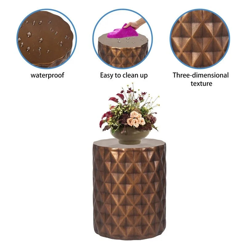 Table d'appoint ronde avec finition effet béton, utilisation intérieure et extérieure