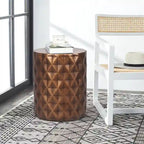 Table d'appoint ronde avec finition effet béton, utilisation intérieure et extérieure