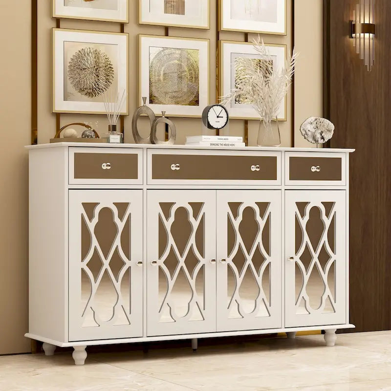 Buffet de rangement d'appoint avec miroir de 140 cm