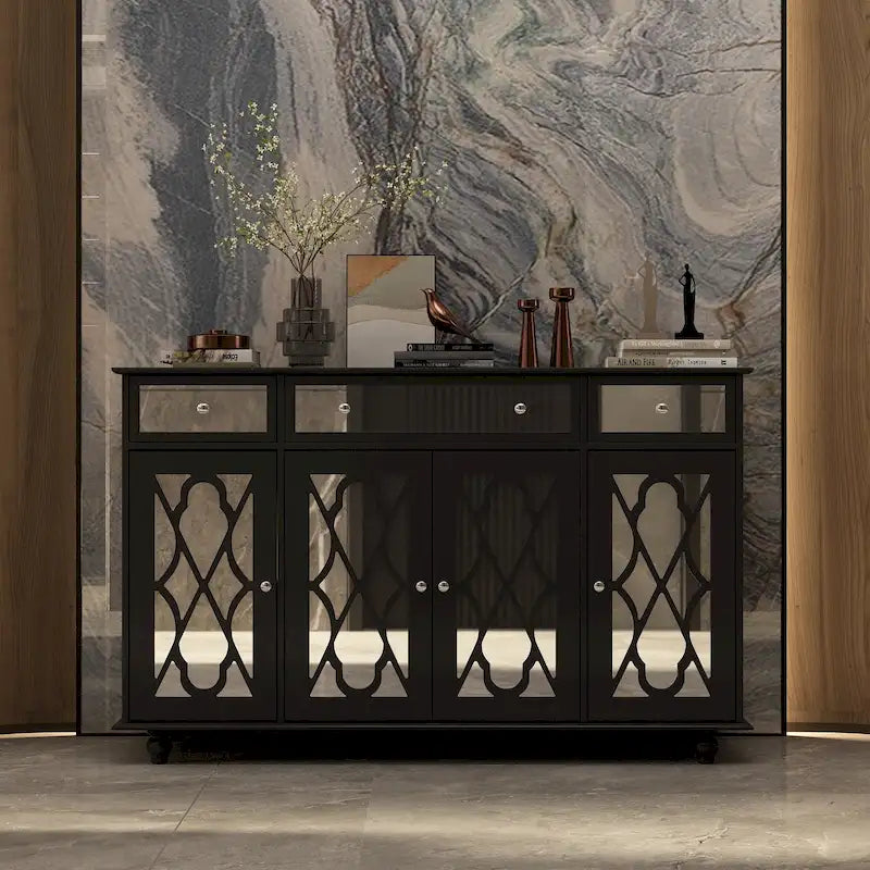 Buffet de rangement d'appoint avec miroir de 140 cm