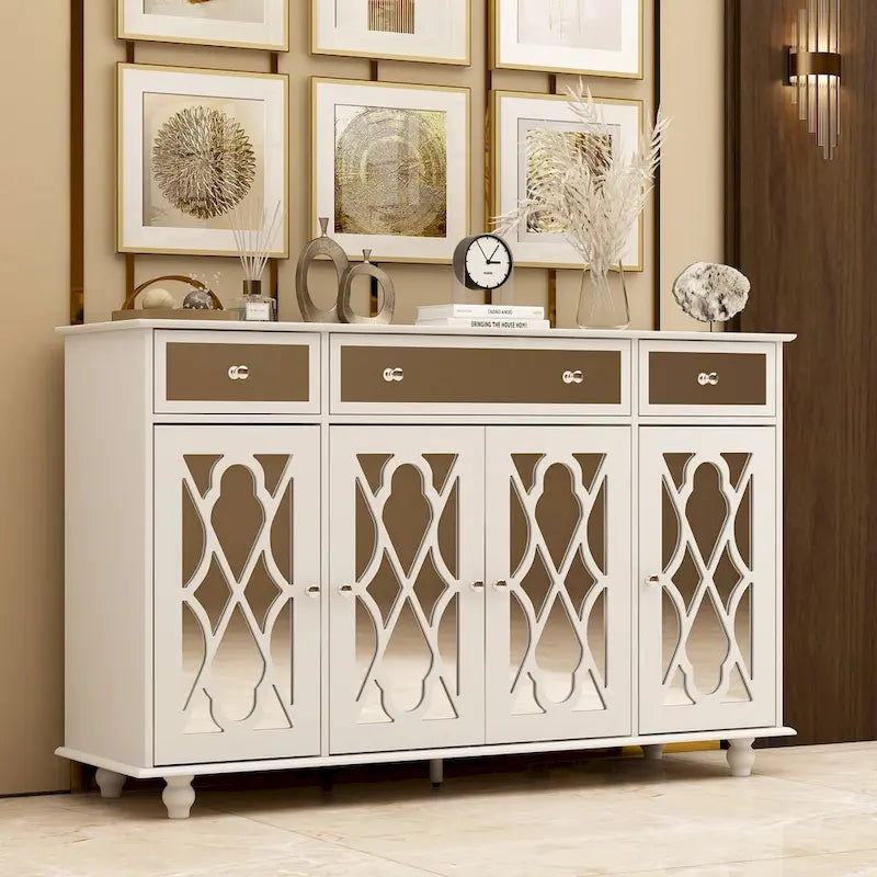 Buffet de rangement d'appoint avec miroir de 140 cm
