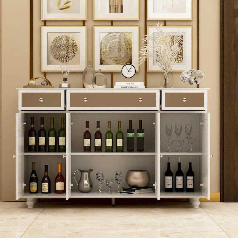 Buffet de rangement d'appoint avec miroir de 140 cm