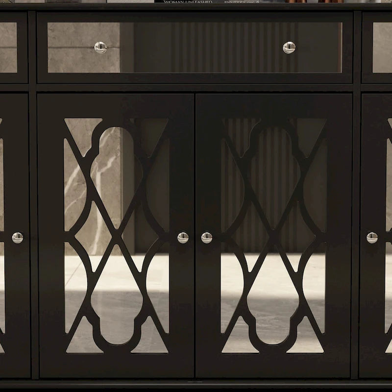 Buffet de rangement d'appoint avec miroir de 140 cm