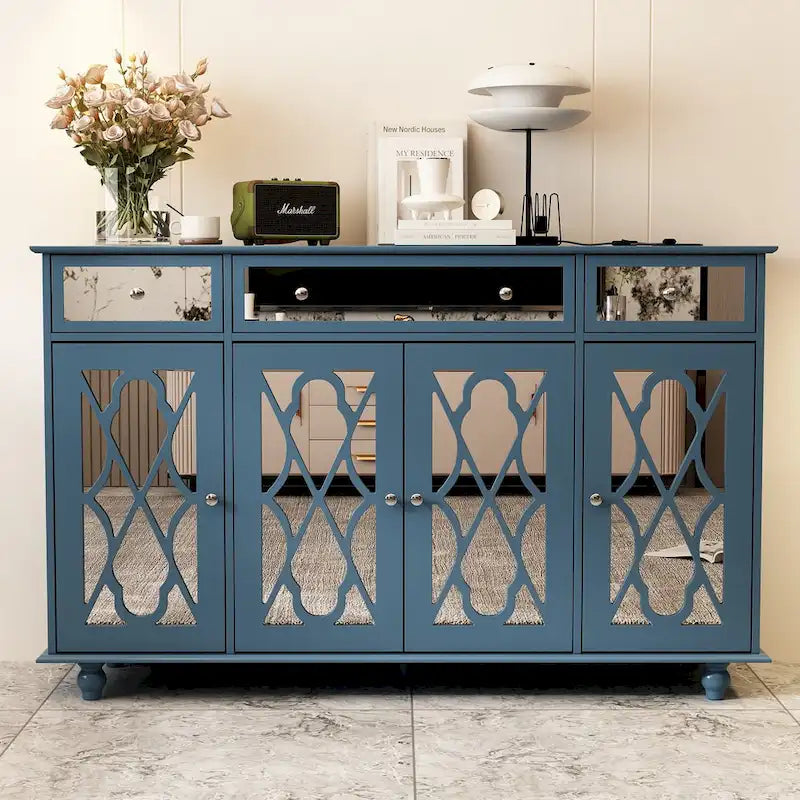 Buffet de rangement d'appoint avec miroir de 140 cm