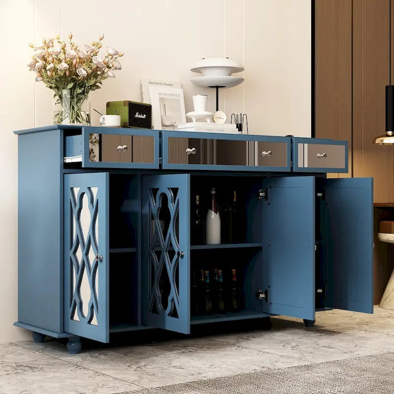 Buffet de rangement d'appoint avec miroir de 140 cm