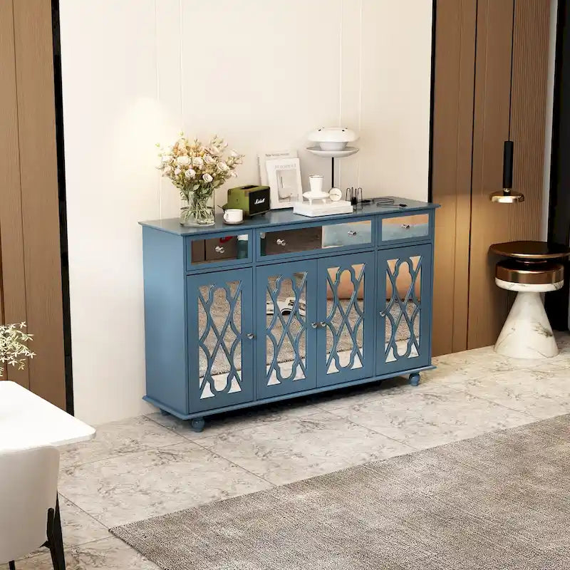 Buffet de rangement d'appoint avec miroir de 140 cm