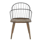 Chaise industrielle en bois et métal à dossier fuseau