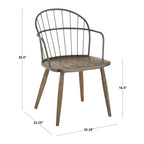 Chaise industrielle en bois et métal à dossier fuseau