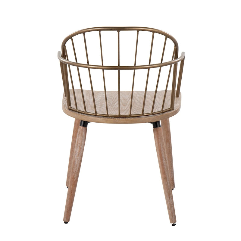 Chaise industrielle en bois et métal à dossier fuseau