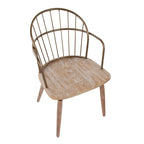 Chaise industrielle en bois et métal à dossier fuseau