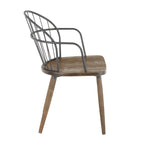 Chaise industrielle en bois et métal à dossier fuseau