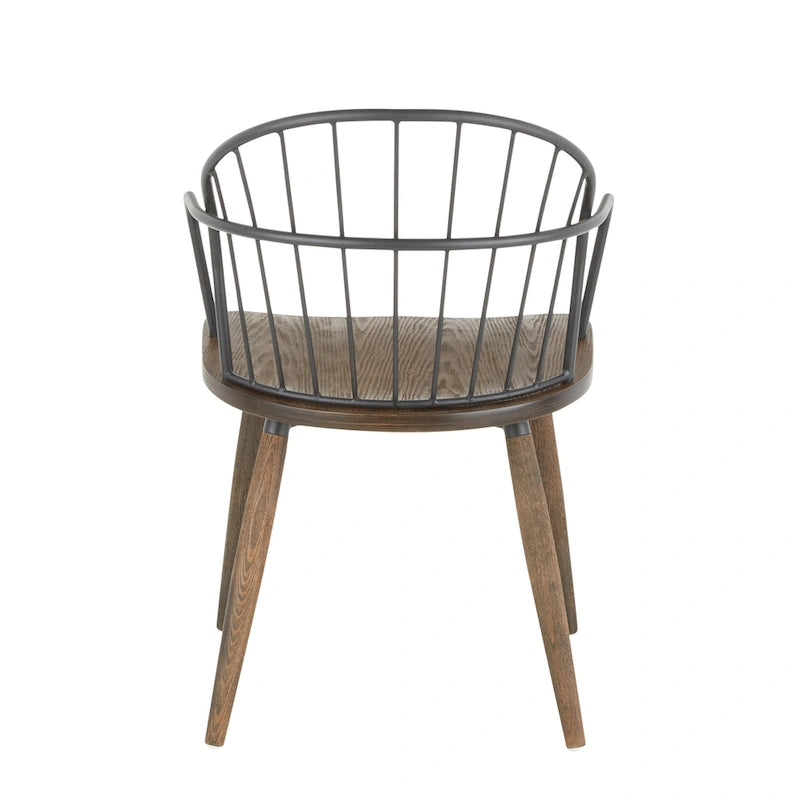 Chaise industrielle en bois et métal à dossier fuseau