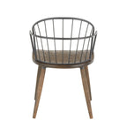 Chaise industrielle en bois et métal à dossier fuseau