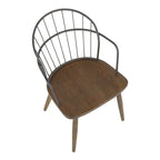 Chaise industrielle en bois et métal à dossier fuseau
