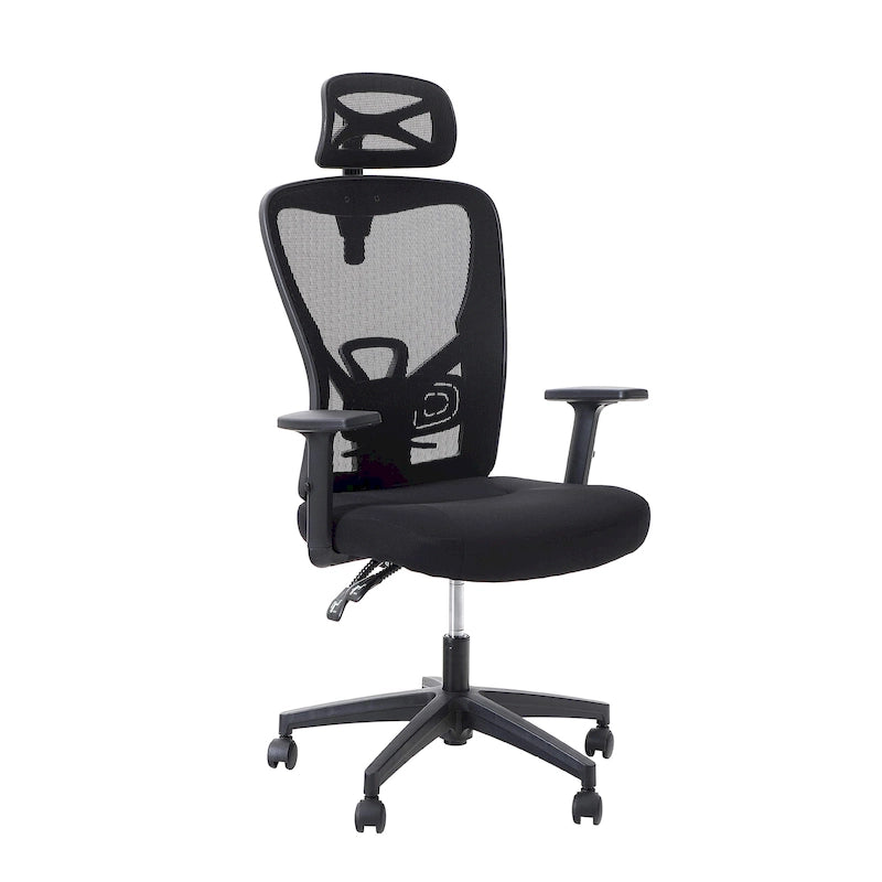 ALPHA HOME Chaise de bureau en maille à dossier haut, appuie-tête réglable, accoudoir, fauteuil inclinable roulant et pivotant