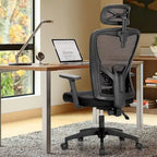 ALPHA HOME Chaise de bureau en maille à dossier haut, appuie-tête réglable, accoudoir, fauteuil inclinable roulant et pivotant