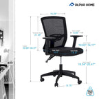 ALPHA HOME Chaise de bureau en maille à dossier haut, appuie-tête réglable, accoudoir, fauteuil inclinable roulant et pivotant