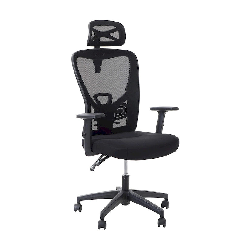 ALPHA HOME Chaise de bureau en maille à dossier haut, appuie-tête réglable, accoudoir, fauteuil inclinable roulant et pivotant