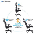 ALPHA HOME Chaise de bureau en maille à dossier haut, appuie-tête réglable, accoudoir, fauteuil inclinable roulant et pivotant