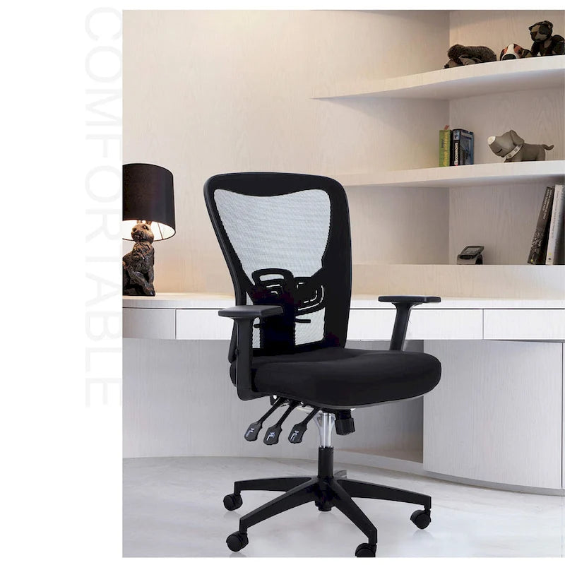 ALPHA HOME Chaise de bureau en maille à dossier haut, appuie-tête réglable, accoudoir, fauteuil inclinable roulant et pivotant
