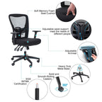 ALPHA HOME Chaise de bureau en maille à dossier haut, appuie-tête réglable, accoudoir, fauteuil inclinable roulant et pivotant