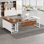 Ensemble de bureau de direction en L avec classeur et support pour imprimante