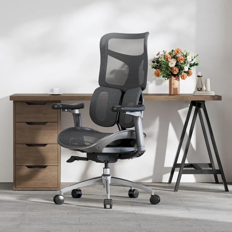 Chaise de bureau ergonomique avec double support lombaire dynamique