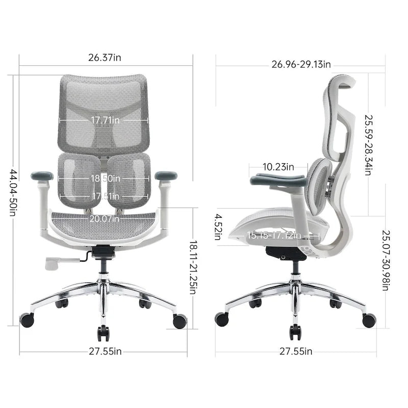 Chaise de bureau ergonomique avec double support lombaire dynamique