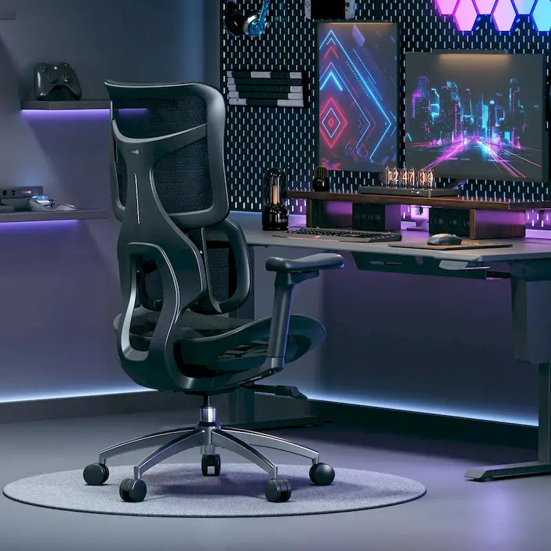Chaise de bureau ergonomique avec double support lombaire dynamique