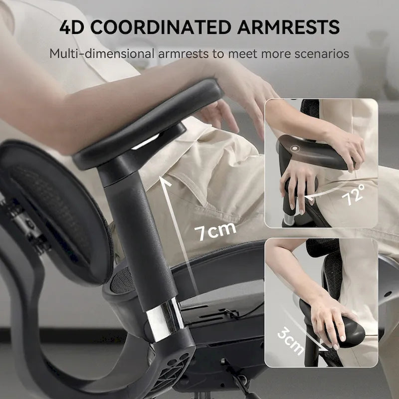 Chaise de bureau ergonomique avec double support lombaire dynamique