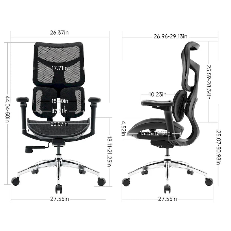 Chaise de bureau ergonomique avec double support lombaire dynamique