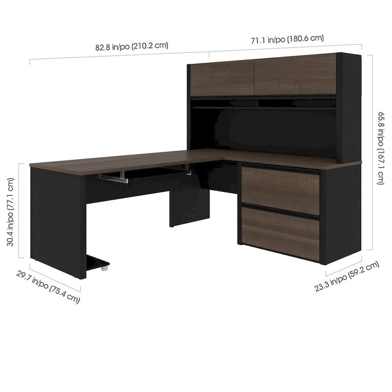 Bureau d'angle en L avec rangement
