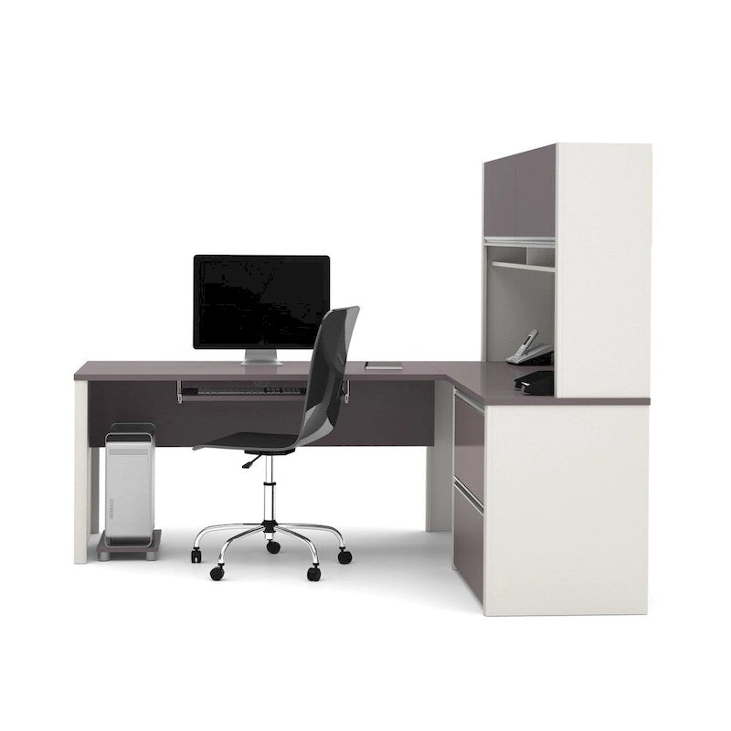 Bureau d'angle en L avec rangement