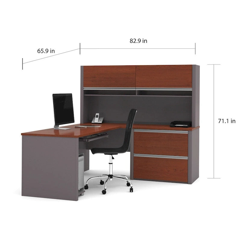 Bureau d'angle en L avec rangement