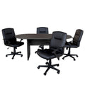 Ensemble table de conférence ovale 5 pièces avec 4 chaises de bureau rembourrées en similicuir