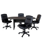 Ensemble table de conférence ovale 5 pièces avec 4 chaises de bureau rembourrées en similicuir