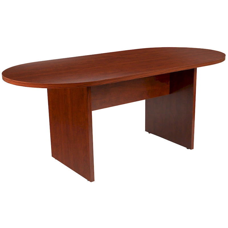 Ensemble table de conférence ovale 5 pièces avec 4 chaises de bureau rembourrées en similicuir