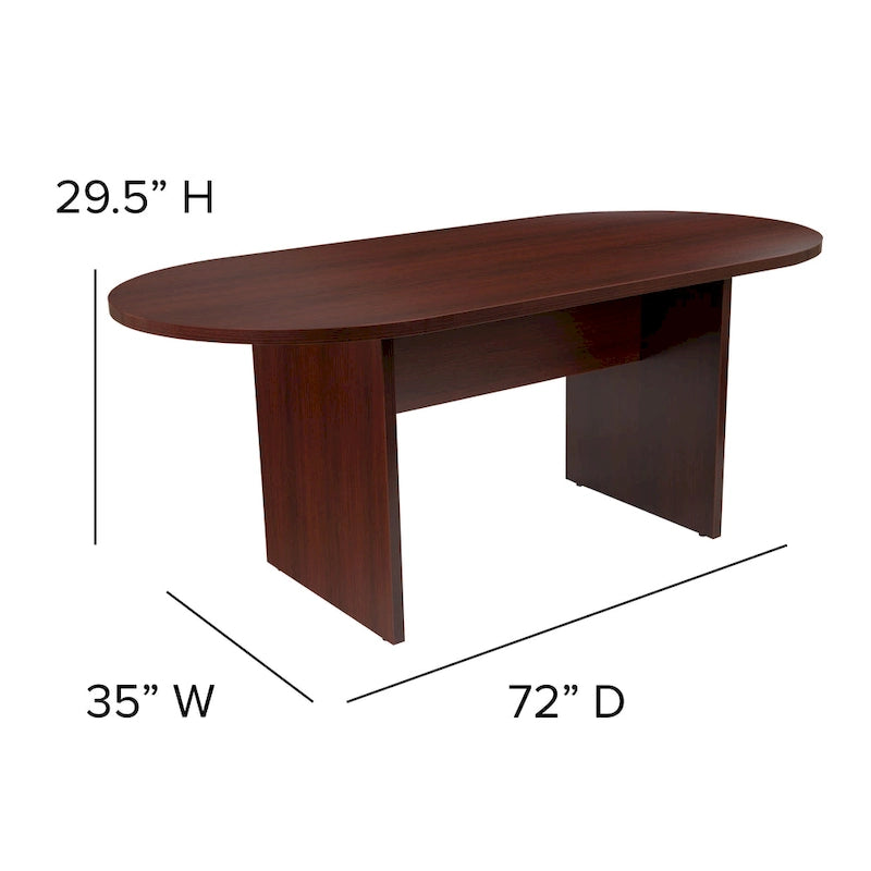 Ensemble table de conférence ovale 5 pièces avec 4 chaises de bureau rembourrées en similicuir