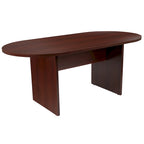 Ensemble table de conférence ovale 5 pièces avec 4 chaises de bureau rembourrées en similicuir