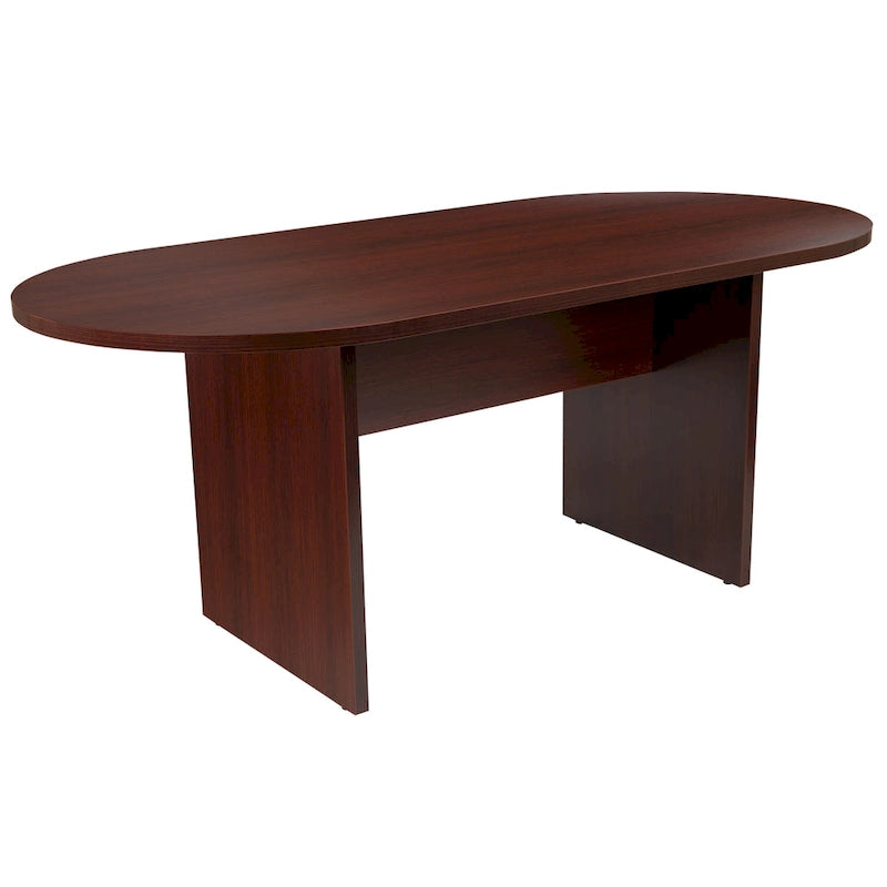 Ensemble table de conférence ovale 5 pièces avec 4 chaises de bureau rembourrées en similicuir