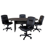 Ensemble table de conférence ovale 5 pièces avec 4 chaises de bureau rembourrées en similicuir